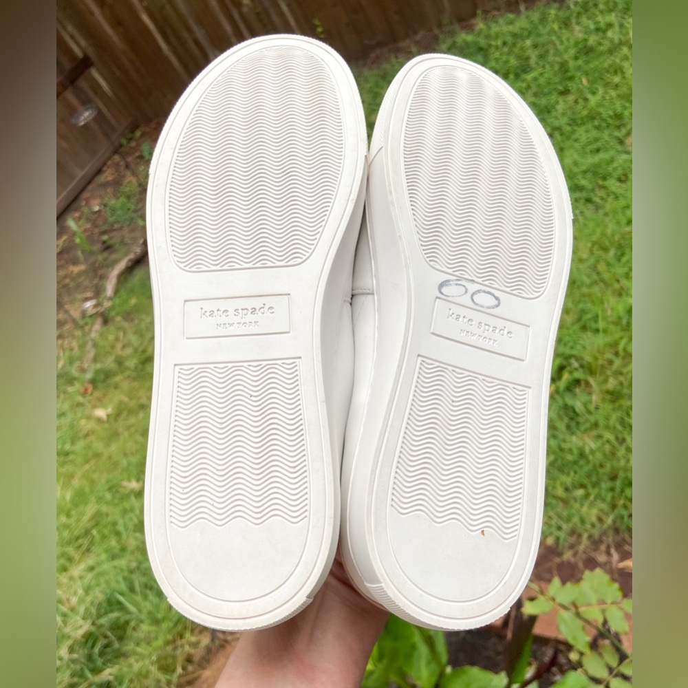 Kate Spade Women's Perforated White & Pink Leather Slip-On Sneakers. Comfortcore - Picture 7 of 16